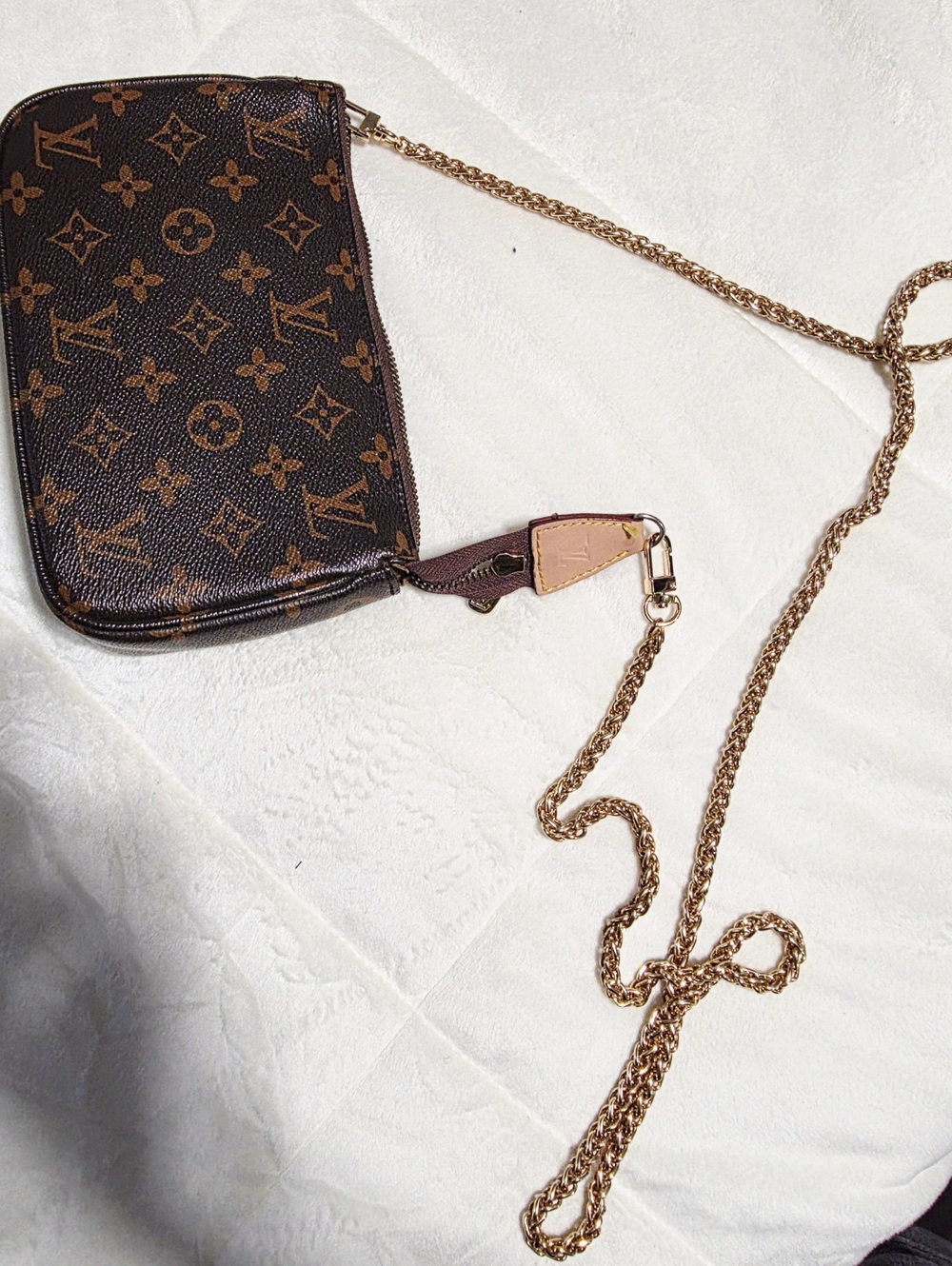 Louis Vuitton Brown Monogram Mini Crossbody with Gold Chain